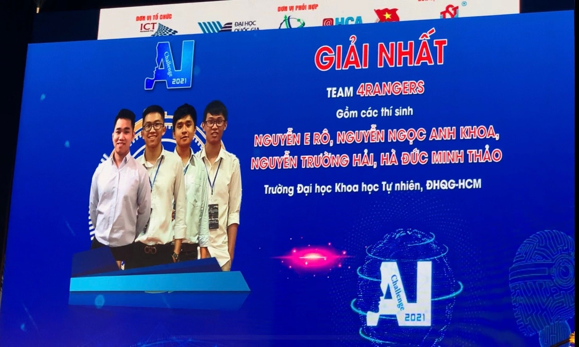 Nhóm sinh viên 4RANGERS Khoa Công nghệ Thông tin giành giải Nhất tại “Hội thi Thử thách trí tuệ nhân tạo Tp. Hồ Chí Minh năm 2021″