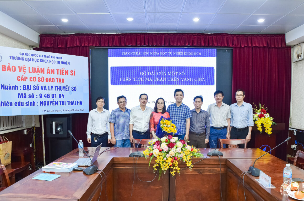 TKT_3906 NCS. Nguyễn Thị Thái Hà bảo vệ luận án tiến sĩ cấp CSĐT: “Độ dài của một số phân tích ma trận trên vành chia”