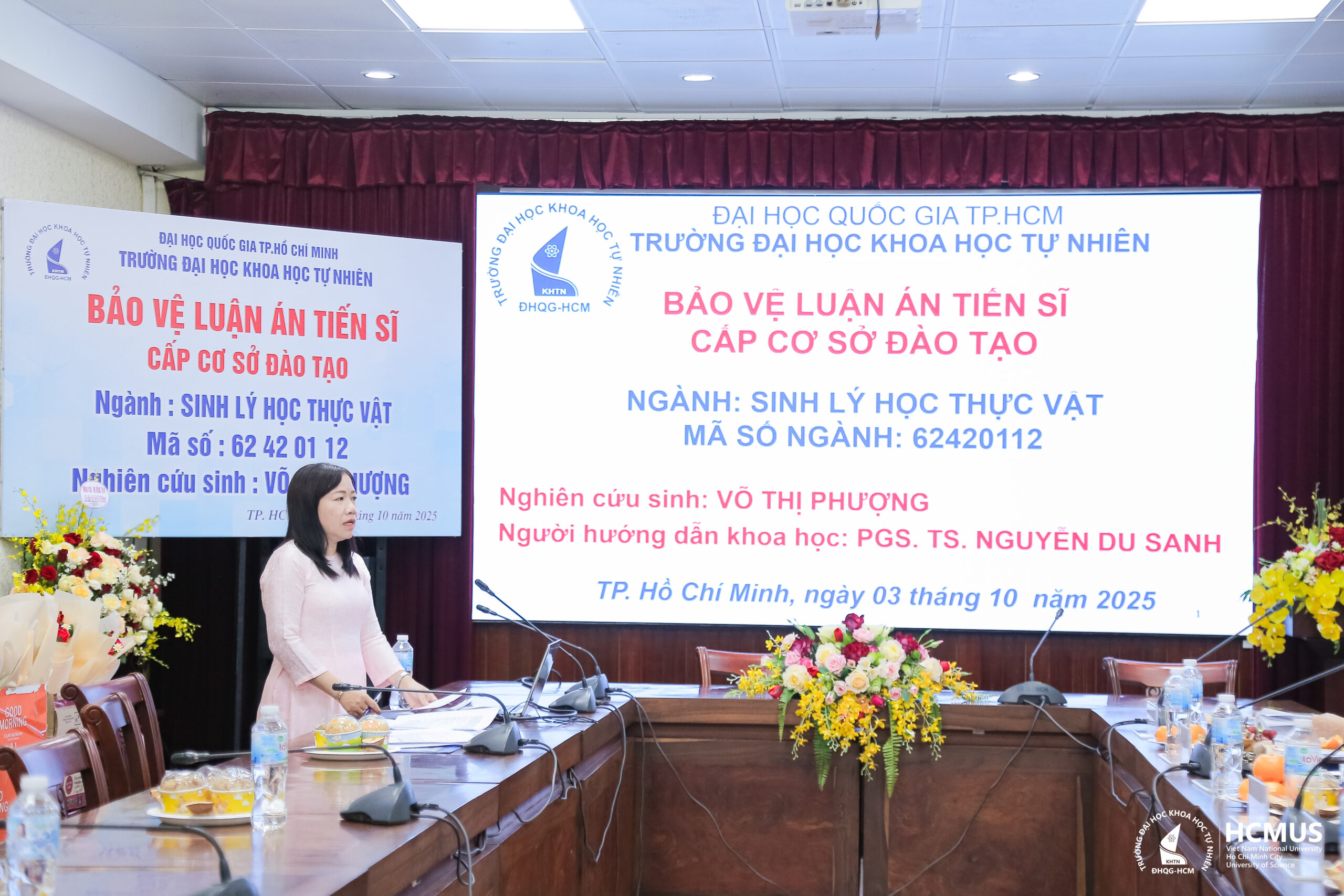 Buổi bảo vệ luận án tiến sĩ của NCS. Võ Thị Phượng về Nghiên cứu sự tạo và tăng trưởng củ cỏ Năng kim