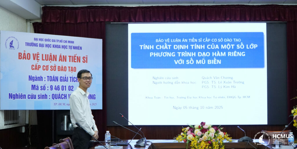 Nghiên cứu sinh Quách Văn Chương bảo vệ thành công luận án tiến sĩ cấp cơ sở đào tạo ngành Toán Giải tích