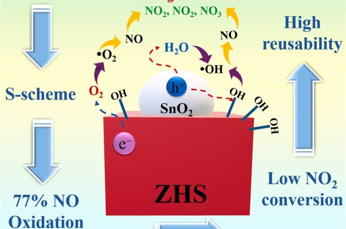 Interfacial engineering of ZnSn(OH)6/SnO2 S-scheme heterojunctions for high-performance solar-light-driven photocatalytic nitric oxide oxidation