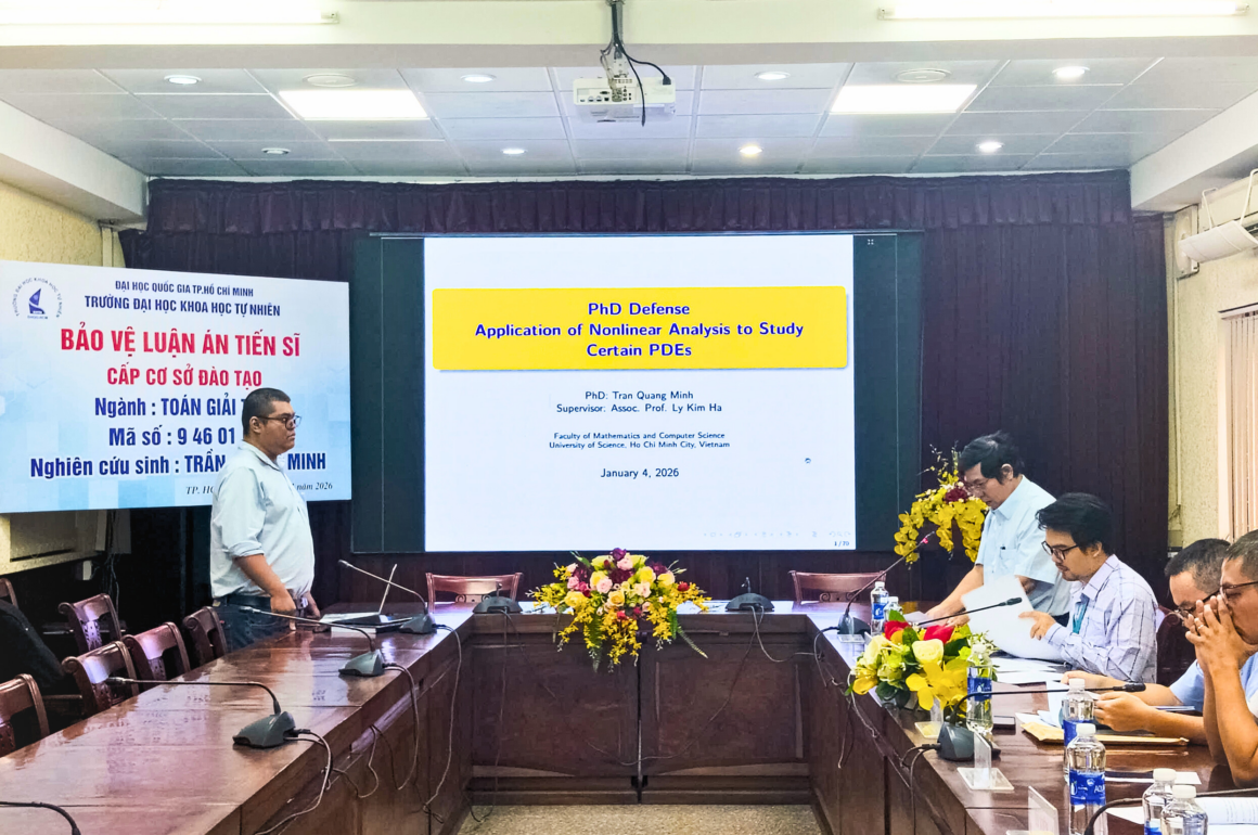 Buổi bảo vệ luận án Tiến sĩ cấp cơ sở đào tạo của NCS Trần Quang Minh – Ngành Toán giải tích