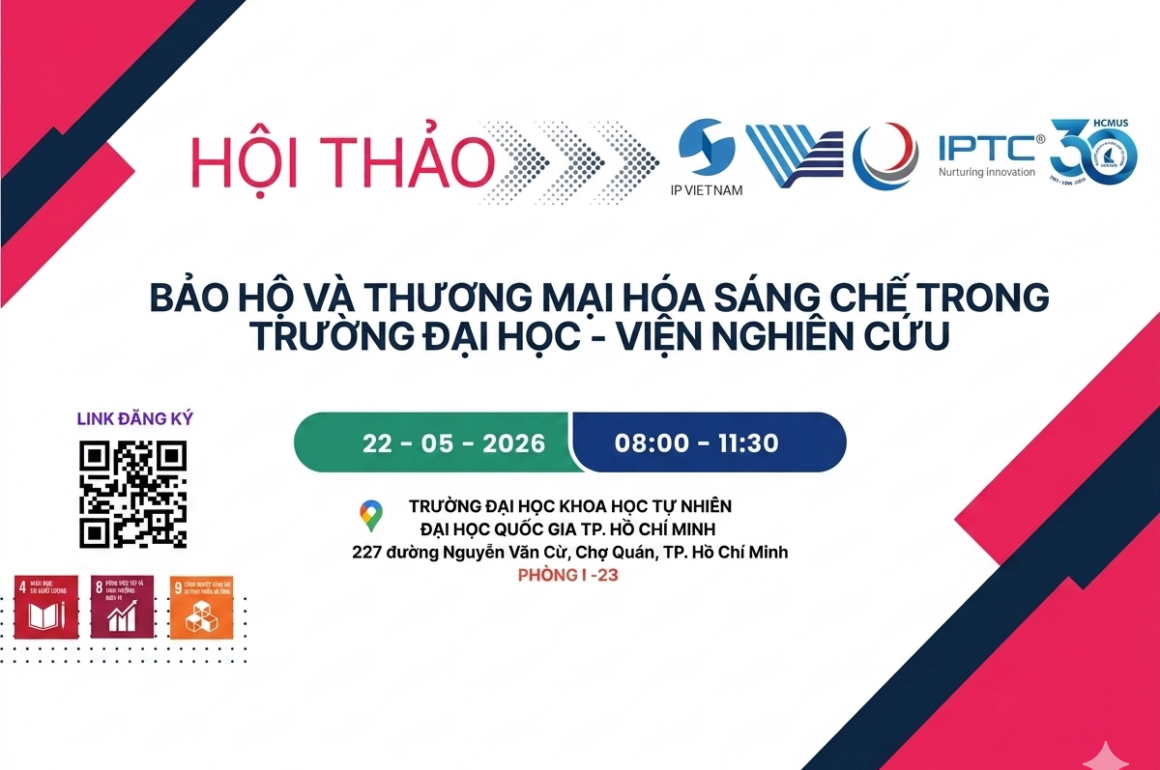 THƯ MỜI THAM DỰ HỘI THẢO BẢO HỘ VÀ THƯƠNG MẠI HÓA SÁNG CHẾ TRONG TRƯỜNG ĐẠI HỌC – VIỆN NGHIÊN CỨU