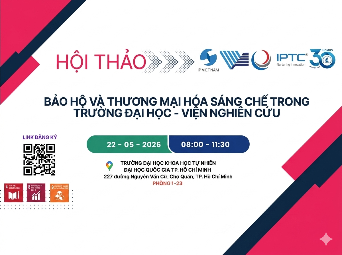 THƯ MỜI THAM DỰ HỘI THẢO BẢO HỘ VÀ THƯƠNG MẠI HÓA SÁNG CHẾ TRONG TRƯỜNG ĐẠI HỌC – VIỆN NGHIÊN CỨU