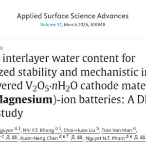 Picture1 Tuning interlayer water content for optimized stability and mechanistic insights in bilayered V2O5∙nH2O cathode material for Zinc (Magnesium)-ion batteries: A DFT and AIMD study