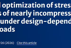Structural optimization of stress-bearing structures of nearly incompressible problems under design-dependent pressure loads