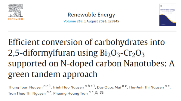 Efficient conversion of carbohydrates into 2,5-diformylfuran using Bi2O3-Cr2O3 supported on N-doped carbon Nanotubes: A green tandem approach