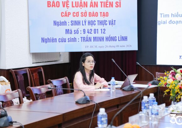 NCS Trần Minh Hồng Lĩnh bảo vệ thành công luận án tiến sĩ về rút ngắn thời gian trưởng thành ở cây lúa