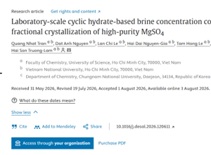 Laboratory-scale cyclic hydrate-based brine concentration coupled with solvent-mediated fractional crystallization of high-purity MgSO4