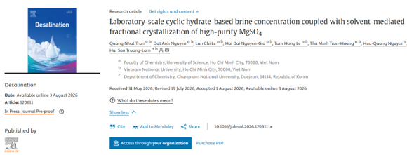 Laboratory-scale cyclic hydrate-based brine concentration coupled with solvent-mediated fractional crystallization of high-purity MgSO4