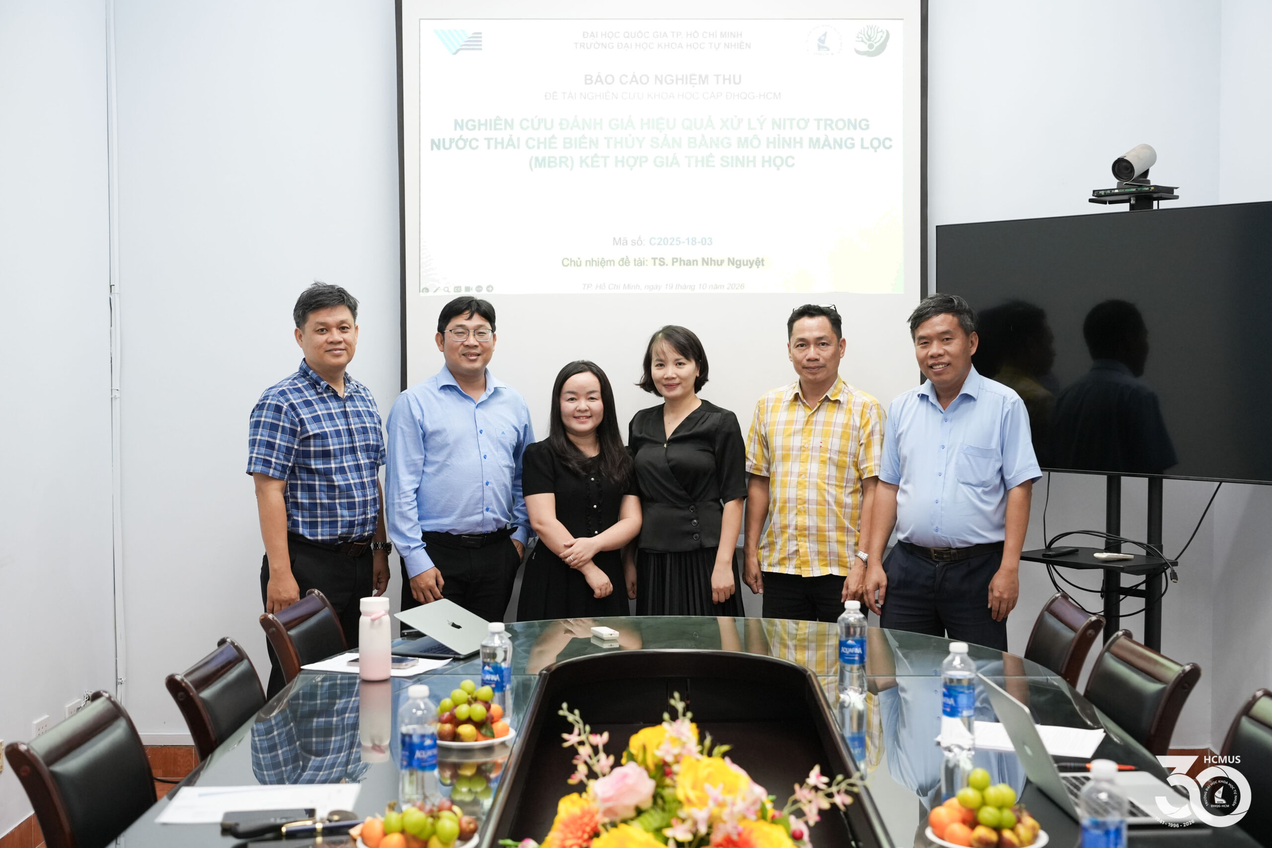 Nghiệm thu đề tài cấp ĐHQG-HCM nghiên cứu xử lý nitơ trong nước thải chế biến thủy sản bằng mô hình MBR kết hợp giá thể sinh học